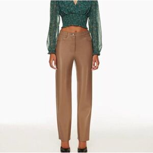 Aritzia Wilfred The Melina Pant High-waisted Vegan leather pants in Tan sz 16